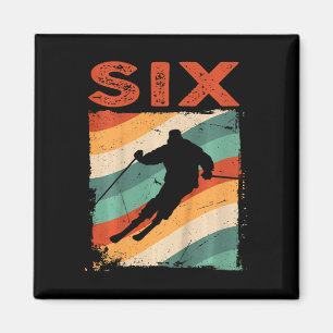 6. Geburtstag Retro Skifahren 6 Jahre Jungen Mädch Magnet
