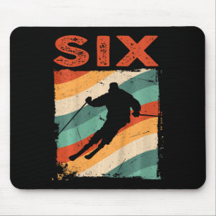 6. Geburtstag Retro Skifahren 6 Jahre Jungen Mädch Mousepad