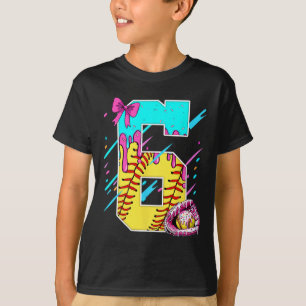 6. Geburtstag Softll Eiscreme-Drip-Bow 6 Jahre Kin T-Shirt
