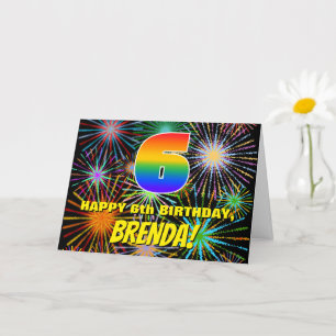 6. Geburtstag: Spaß, bunte feierliche Feuerwerke Karte