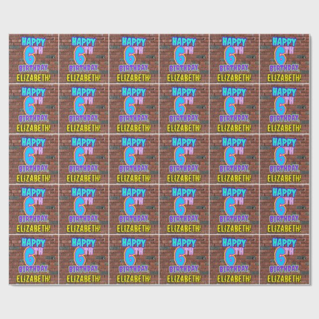 6. Geburtstag: Spaß, Urban Graffiti Inspiriert Loo Geschenkpapier (Flach)