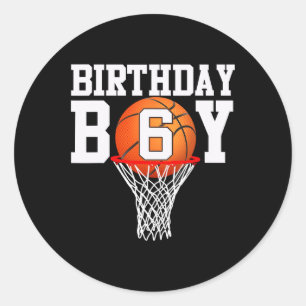 6. Geburtstag Sport 6 Jahre alter Basketball 6 Boy Runder Aufkleber