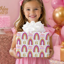 6. Geburtstag Tochter Pink Glitter Regenbogen