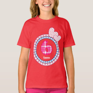 6. Geburtstags-Geschenk-Herz-kariertes Muster V15 T-Shirt