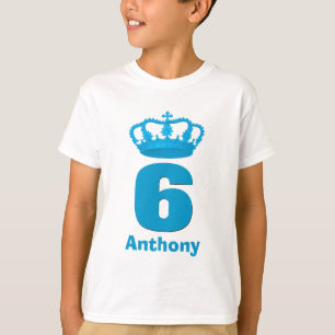 6 Geburtstags-Jungen-Krone und Zahl-individueller T-Shirt