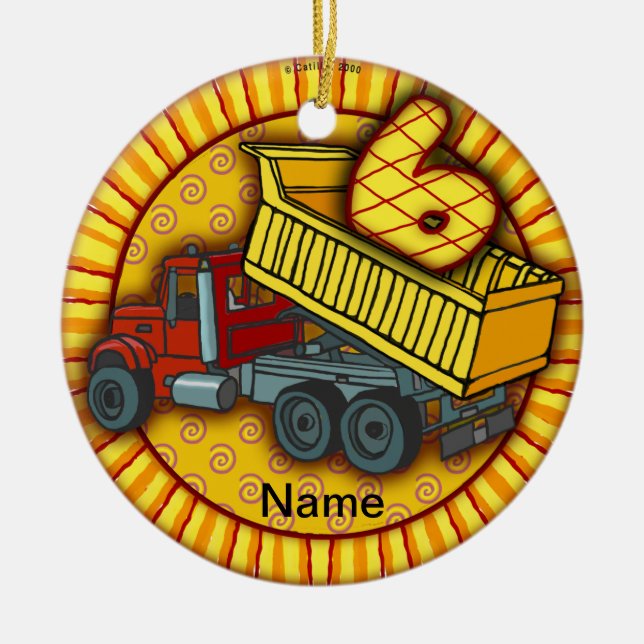 6. Geburtstagsdup Truck-Ornamente Keramik Ornament (Vorne)