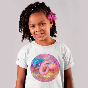 6. Geburtstagsfeier Gold Rosa Glitter Disco Kugel T-Shirt