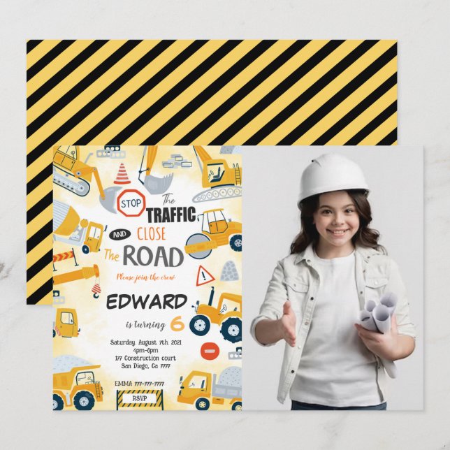 6. Geburtstagsgebäude Foto Einladung (Vorne/Hinten)