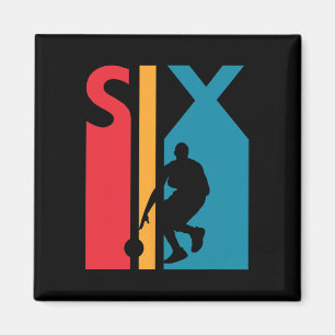 6. Geburtstagsgeschenk Sechs Vintager Basketball 6 Magnet