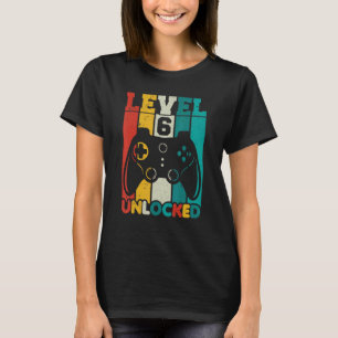 6. Geburtstagsjunge Stufe 6 Entsperrt 6 Jahre alte T-Shirt