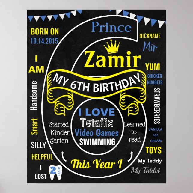 6. Geburtstagskalkboard - Meilenstein Poster (Vorne)