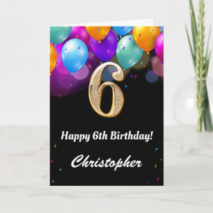 6. Geburtstagskarte Schwarz und Gold farbenfrohe B Karte