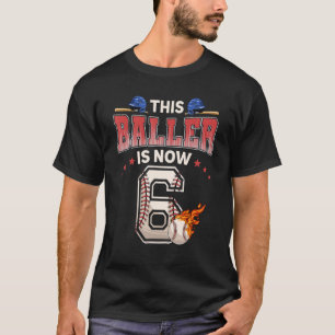 6. Geburtstagskinder Baseball Spieler 6 Jahre alte T-Shirt