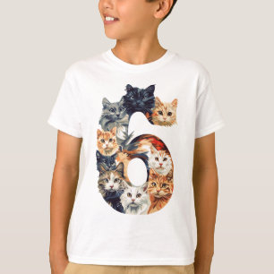 6. Geburtstagskinder Katzen Thema 6 Jahre Junge T-Shirt