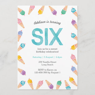 6. Geburtstagsparty   Einladung von Regenbogeneis