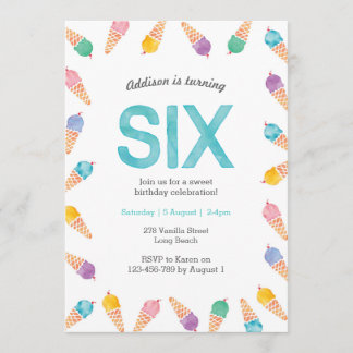 6. Geburtstagsparty | Einladung von Regenbogeneis