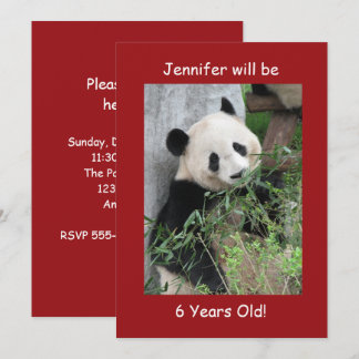 6. Geburtstagsparty, Name, Niedlicher Gigant Panda Einladung