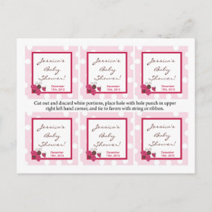 6 Gefällige Tags Berry Garden Lady Bug Blume Pink Einladungspostkarte