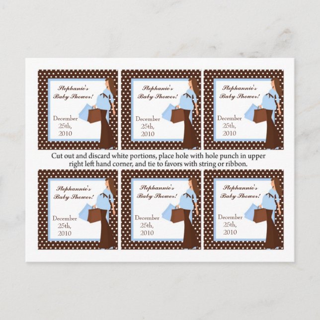 6 Gefällige Tags Blue Mod Mama Polka Dots Einladungspostkarte (Vorderseite)