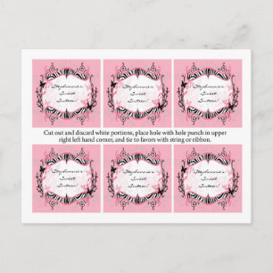 6 Gefällige Tags Girly Butterfly Zebra Print Anima Postkarte