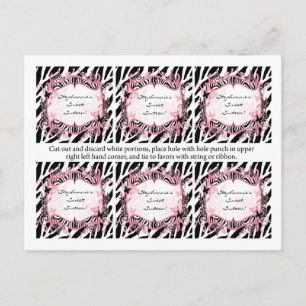 6 Gefällige Tags Girly Butterfly Zebra Print Anima Postkarte