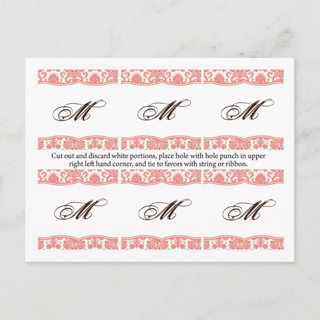 6 Gefälligkeitsmarken Korallenweiße Damask Spitzen Postkarte (Vorderseite)