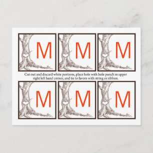 6 Gefälligkeitstags Fall Tree Ursprüngliche Schnit Postkarte