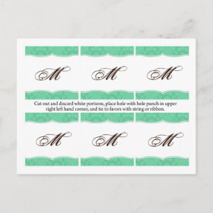 6 Gefälligkeitstriche Minze White Damask Lace Prin Postkarte