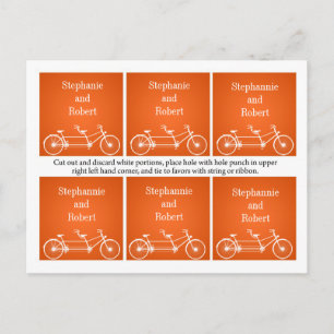 6 Gefälligkeitstriche Whimsical Orange Doppelfahrr Postkarte