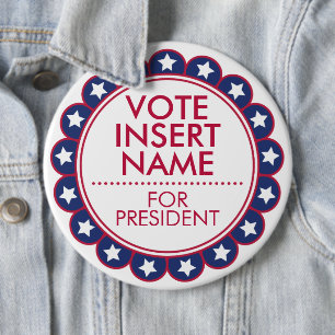 6" Großer benutzerdefinierter Knopf für Wahlkampag Button