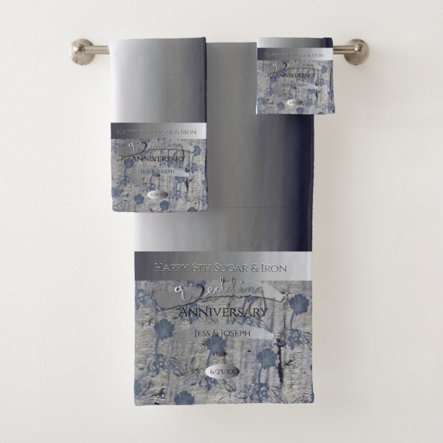 6. Hochzeitsjubiläum Zucker und Eisenhandtuch Badhandtuch Set (Insitu)