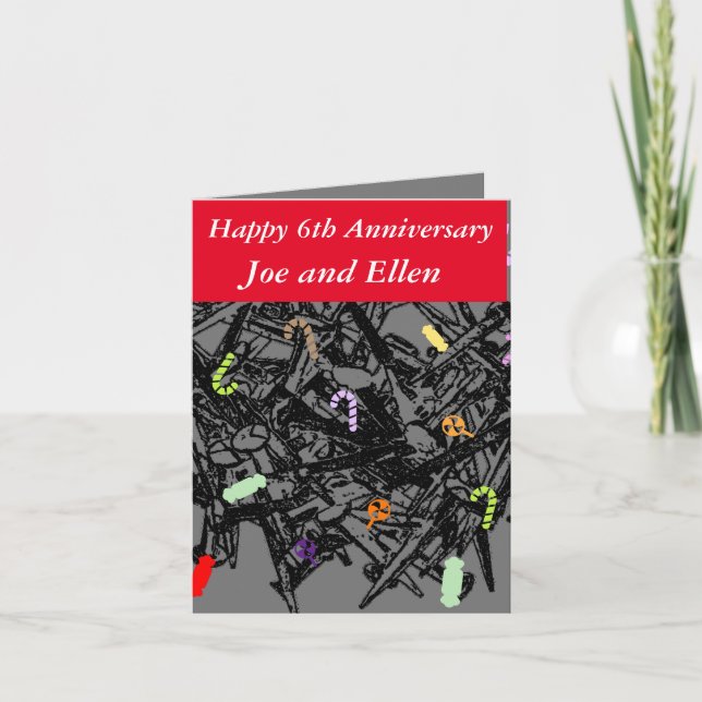 6. Hochzeitstag, Nägel und Bonbons, Karte (Vorderseite)