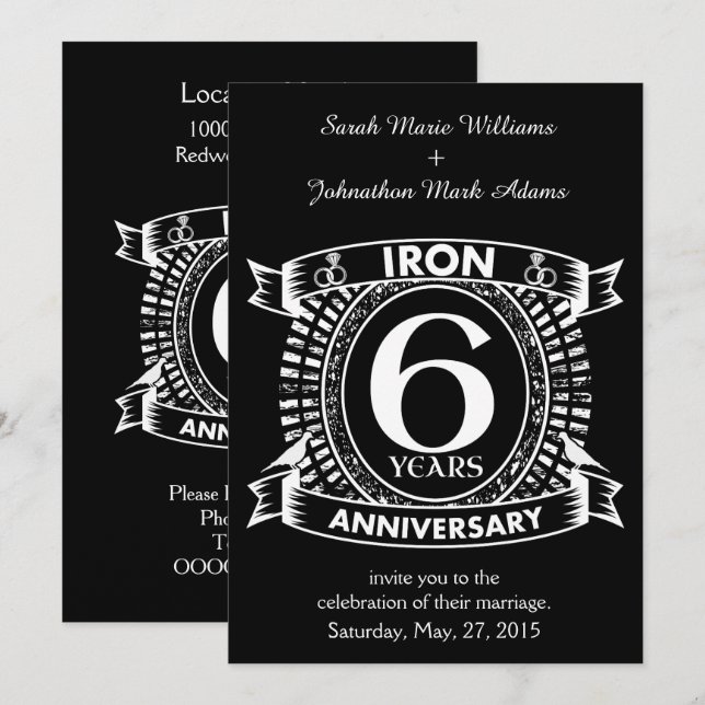 6. Hochzeitstag Not leidendes Wappen Einladung (Vorne/Hinten)