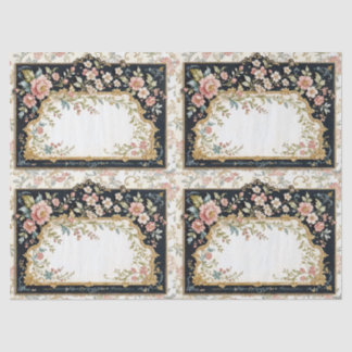 6 hübsche Vintage verzierte Panel-Tissue-Papiere Seidenpapier
