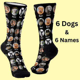 6 Hunde, 6 Namen, Hunde Foto - Personalisiert Schw Socken