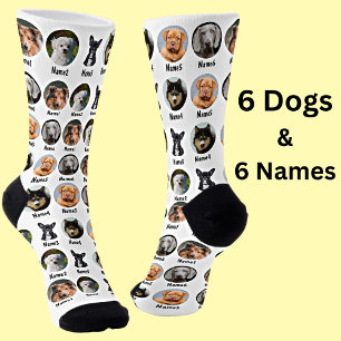 6 Hunde, 6 Namen, Hunde - Foto Personalisiert Socken