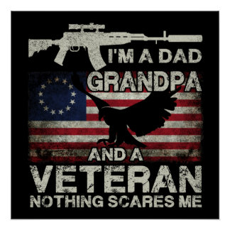 6 Ich bin ein Vater, Großvater und Veteran Hemd Ab Poster