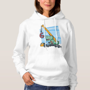 6 Jahre 6. Geburtstag Mobilkran Dinosaurier Hoodie