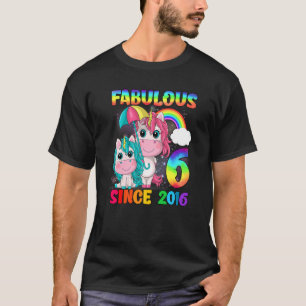 6 Jahre alt 6. Geburtstag Einhorn Girl Fabulous Si T-Shirt