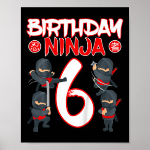 6 Jahre alt Ninja Geburtstagsparty Martial Arts Ka Poster