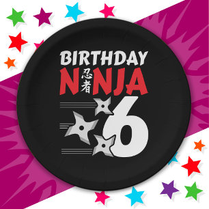6 Jahre alt Ninja Party Stars Kinder 6. Geburtstag Pappteller