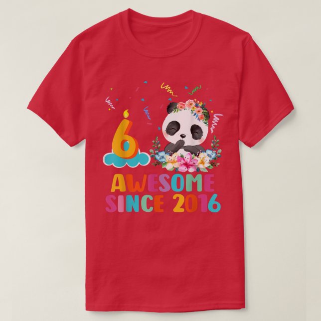 6 Jahre alt Panda Einhorn Phantastisch seit 2016 6 T-Shirt (Design vorne)