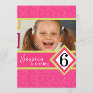 6 Jahre alte Geburtstagsparty Einladung Zebra GIRL