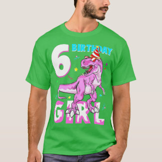 6 Jahre Alte Geschenke 6. Geburtstag Girl Dinosaur T-Shirt