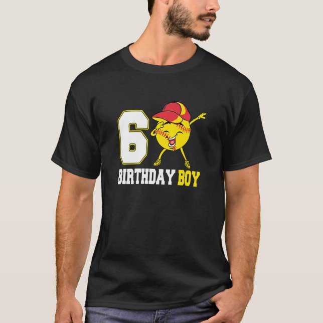 6 Jahre alte Geschenke Dabbing Softball 6. Geburts T-Shirt (Vorderseite)