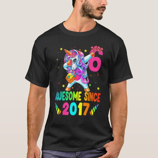 6 Jahre Alte Geschenke Girls Teens Dabbing Einhorn T-Shirt (Vorderseite)