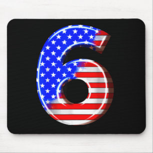 6 Jahre alte Kinder Amerika USA-Flagge 6. Geburtst Mousepad