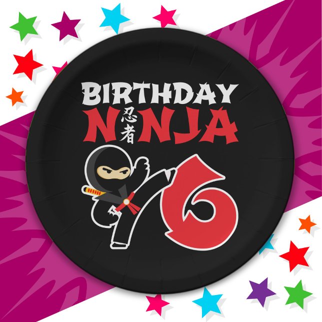 6 Jahre alter Karate Ninja Party Kinder 6. Geburts Pappteller (Von Creator hochgeladen)