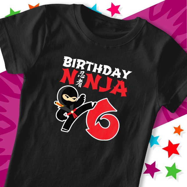 6 Jahre alter Karate Ninja Party Kinder 6. Geburts T-Shirt (Von Creator hochgeladen)