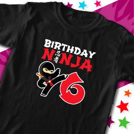 6 Jahre alter Karate Ninja Party Kinder 6. Geburts T-Shirt